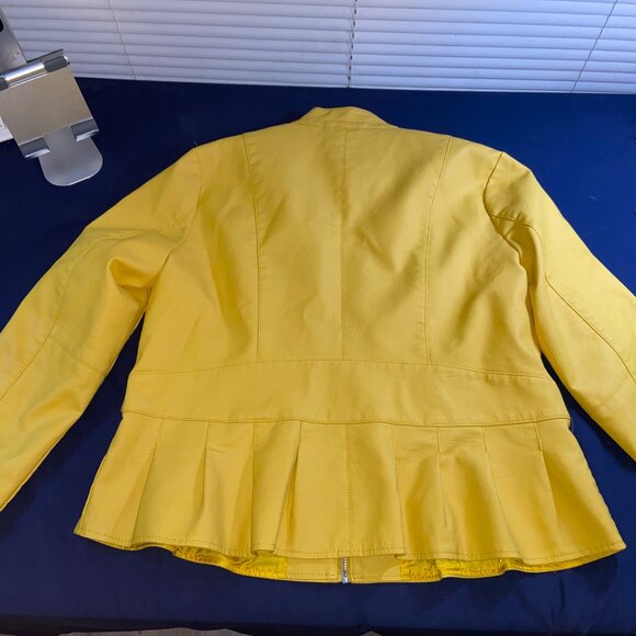 CLASSY MUSTARD YELLOW BACCINI JACKET PLEATED HEM XL - Picture 4 of 14